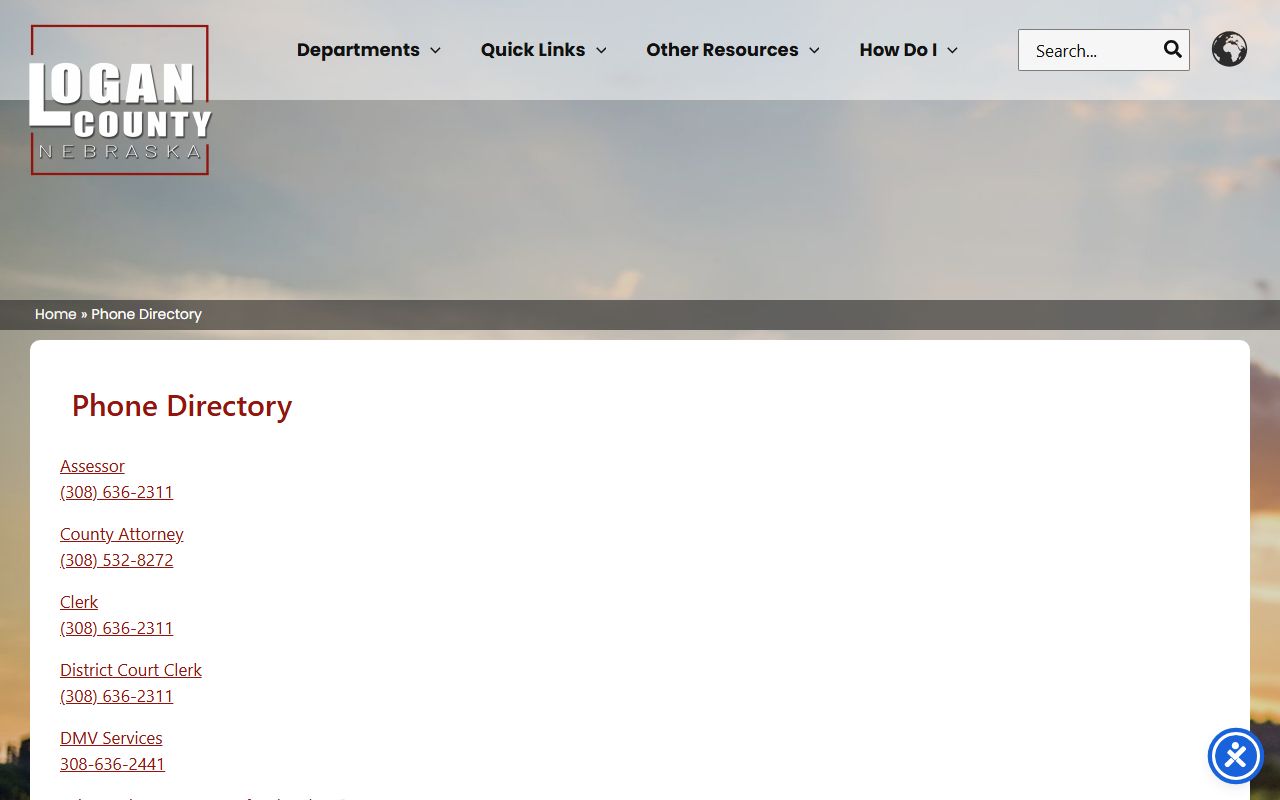 Logan County phone directory for inmate records and court contacts