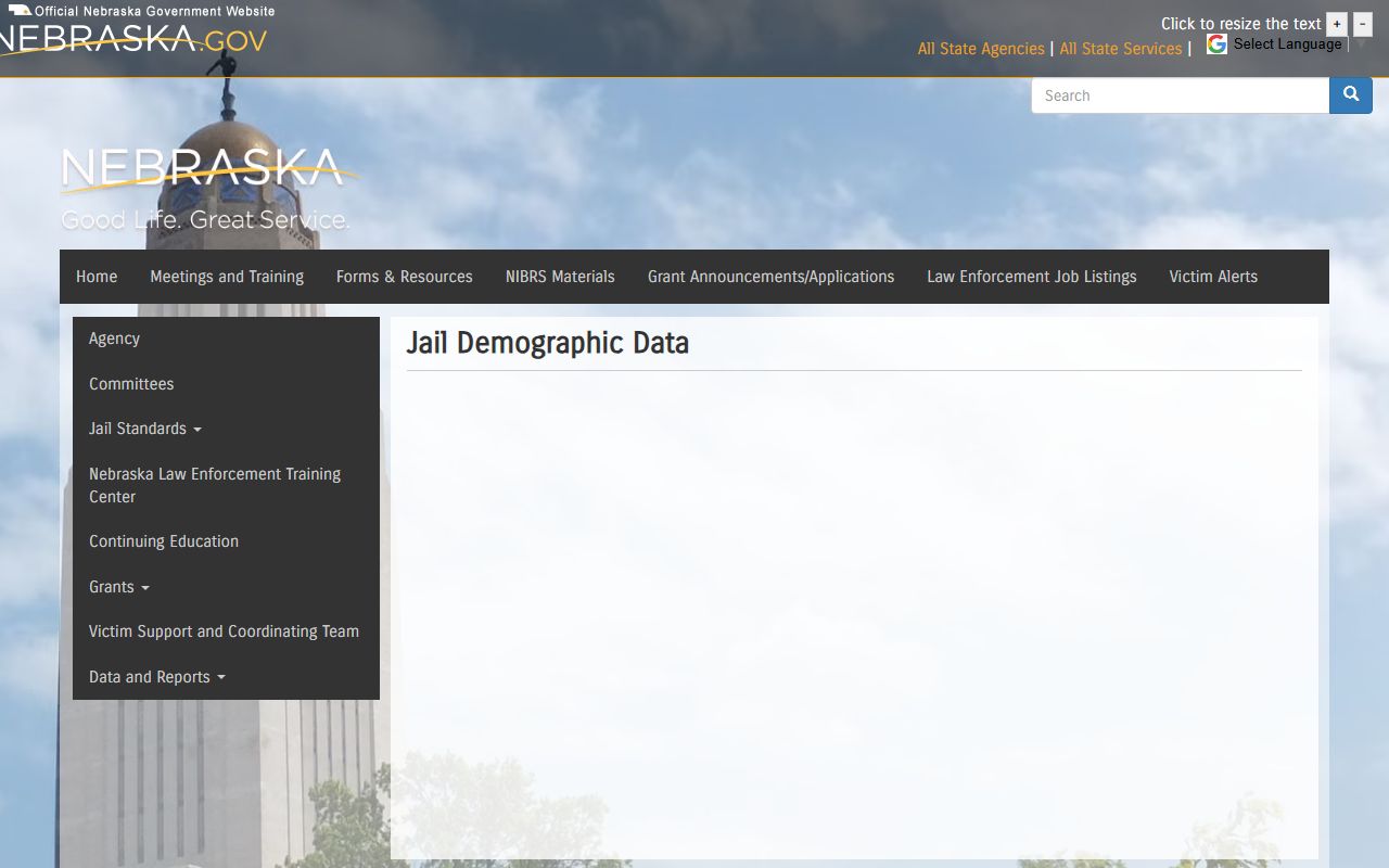 Nebraska jail demographic data for Logan County inmate population research